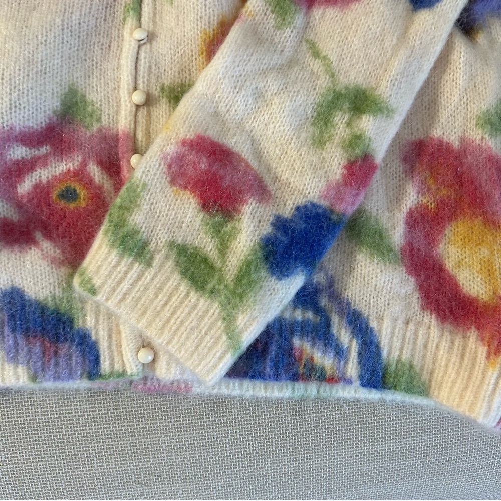NEW Sezane Teresa Cardigan Monday Pink Cream Kid Mohair Sweater Knit French - Picture 9 of 12